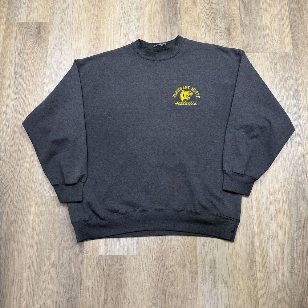 Vintage Glenbard North Athletics Sweatshirt Mens XL Gray Crewneck Panthers Sport